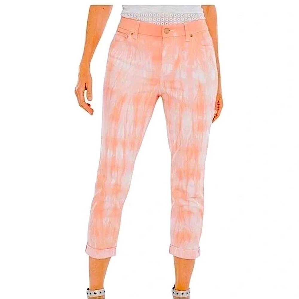 CHICO’S So Slimming Tie-Dye Girlfriend Crops pants jeans womens size S Boho NEW